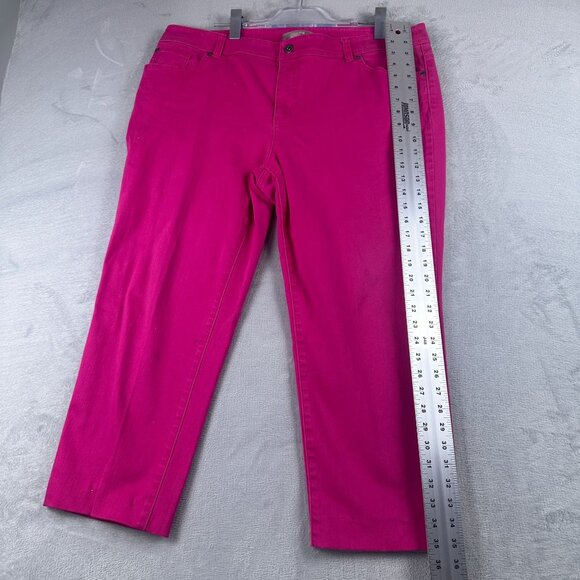 Chico's Cropped Ankle Jeans Womens Size 3 High Rise Five Design Pockets Pink - Picture 11 of 12